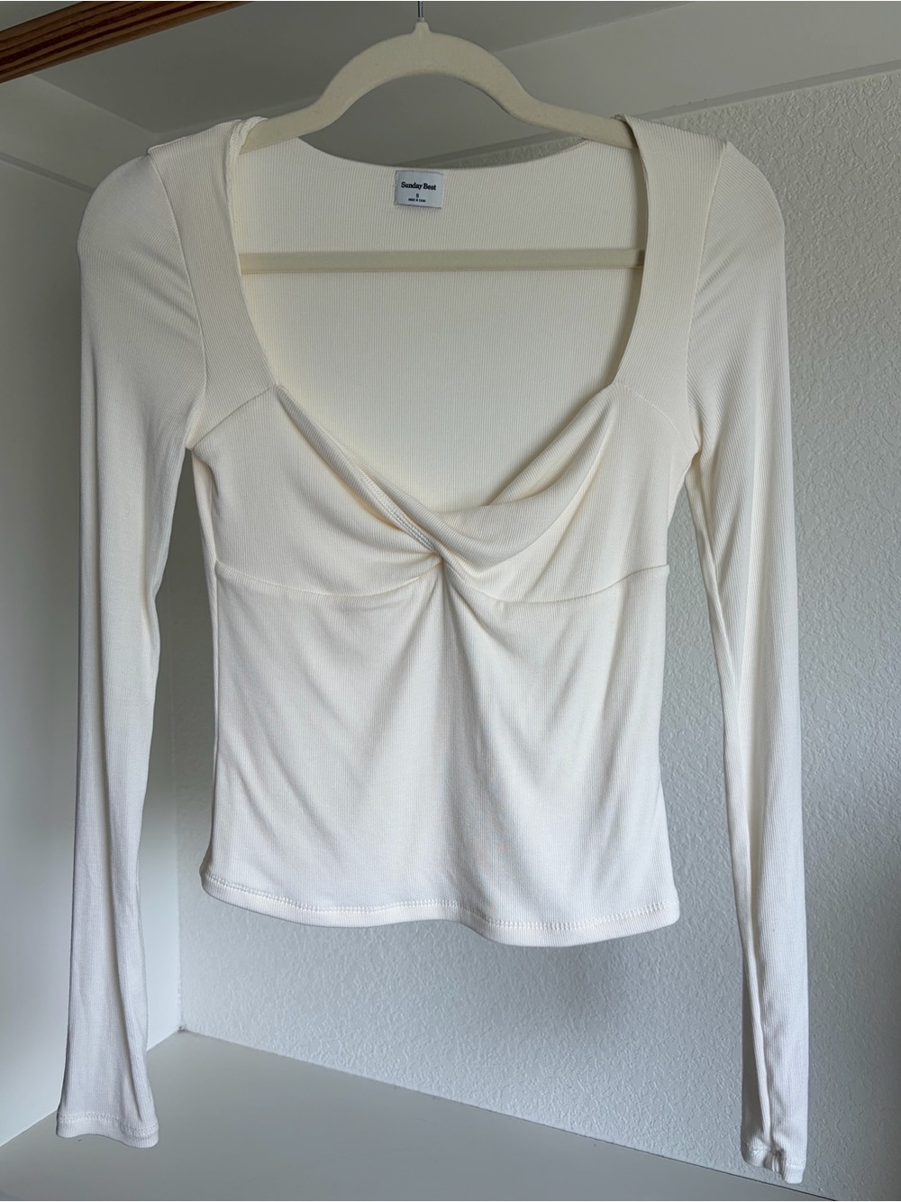 Aritzia Sunday Best Cream Long Sleeve Top